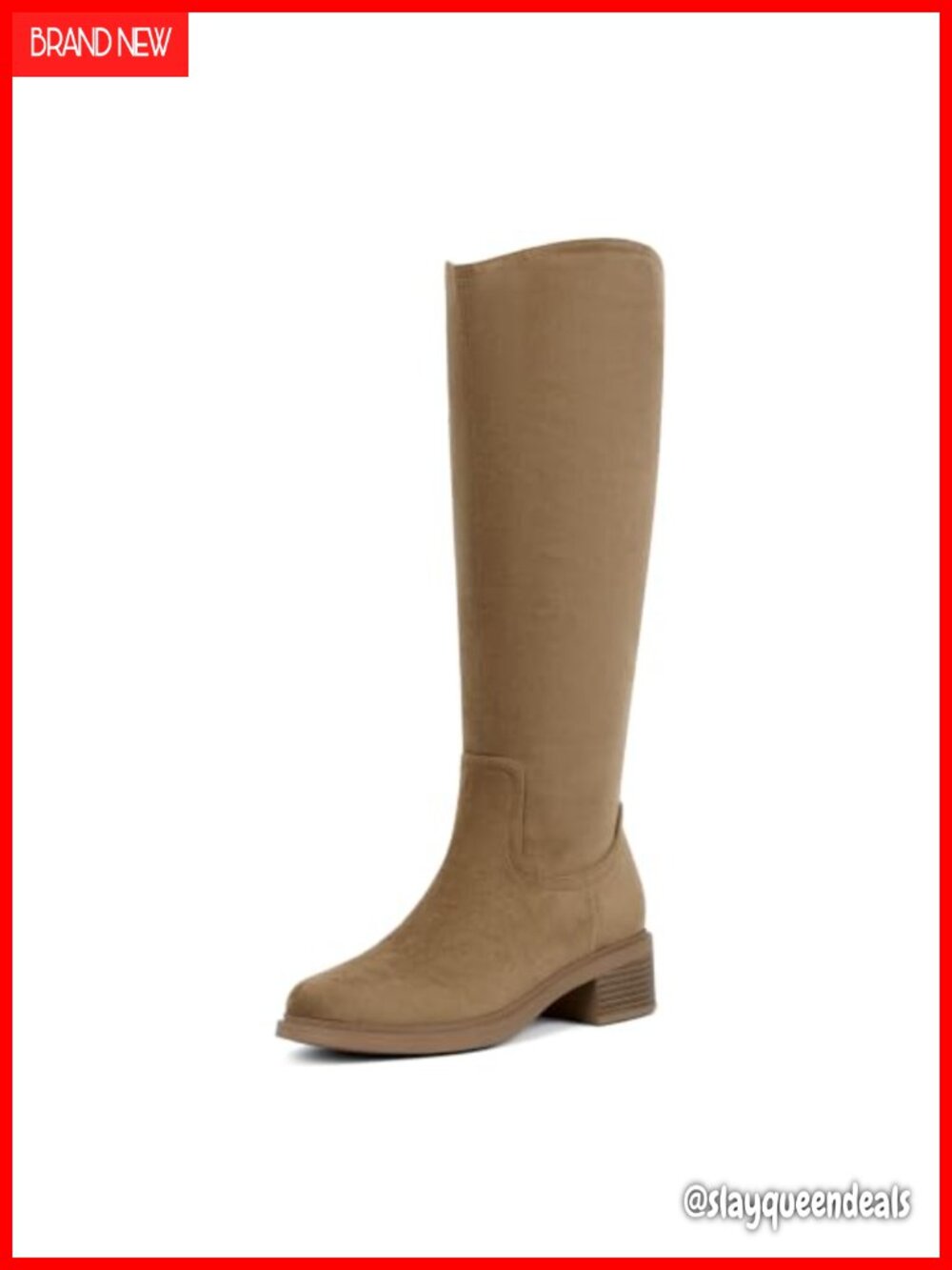 Knee High Boots Faux Suede Side Zipper Block Heel Tall Boots